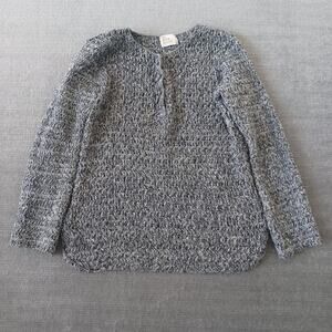 Vintage Sweater Women M Gray Pullover Button It's Pure Gould Chunky Knit Capsule